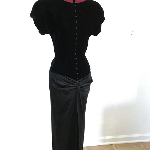 VHTF RARE Vintage BASILE Couture 30s Style Ruched Velvet Evening Gown - Picture 2 of 6
